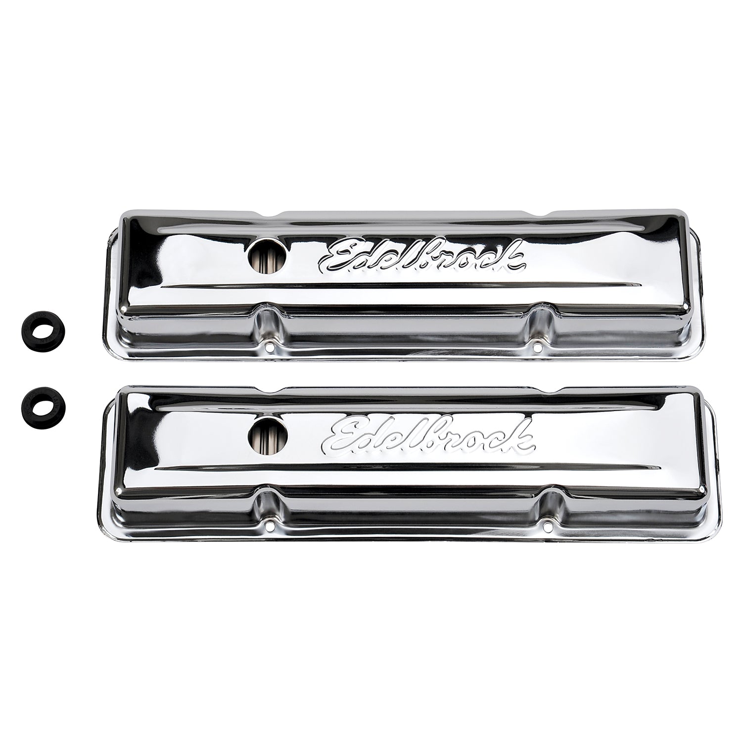 Edelbrock 4449 Signature Series chrome valve covers small block Chevy 262-400