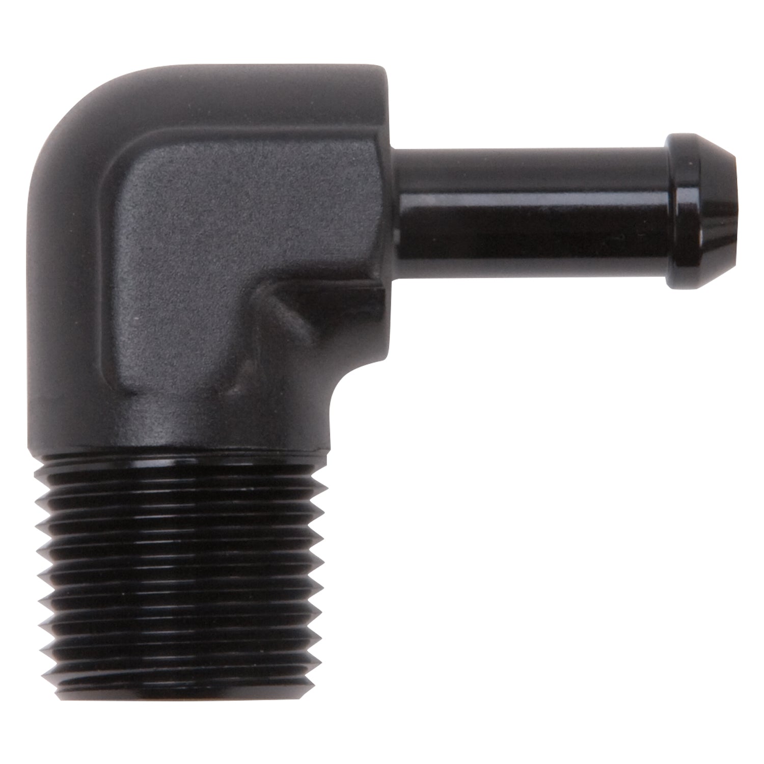 Edelbrock 8169 black 90 degree heater hose fitting 1/2 NPT to 3/8 barb