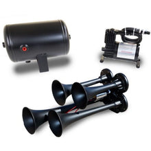 Load image into Gallery viewer, Kleinn Quad Black Horn Kit w/ 130 PSI Air Compressor / 1.0 gal Air Tank