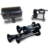 Kleinn Quad Black Horn Kit w/ 130 PSI Air Compressor / 1.0 gal Air Tank