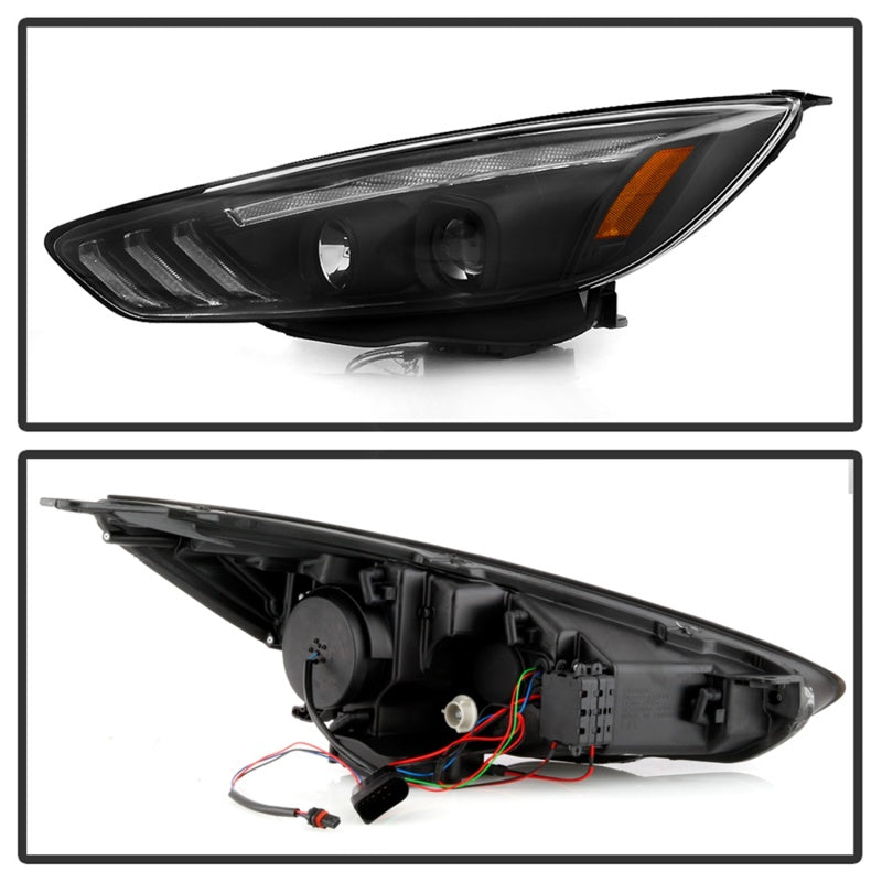 Spyder 15-18 Ford Focus Projector Headlights - Seq Turn Light Bar - Black PRO-YD-FF15-LBSEQ-BK SPYDER