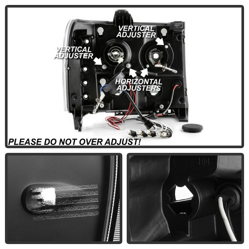 Spyder GMC Sierra 1500/GMC Sierra Denali 08-13 Projector LED Halo- LED All Blk PRO-YD-GS07-HL-BKV2 SPYDER