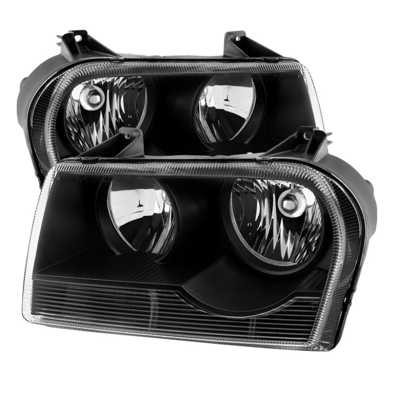 Xtune Chrysler 300 05-08 Halogen Non-Projection Style Only Crystal Headlights Black HD-JH-C305-HA-BK SPYDER