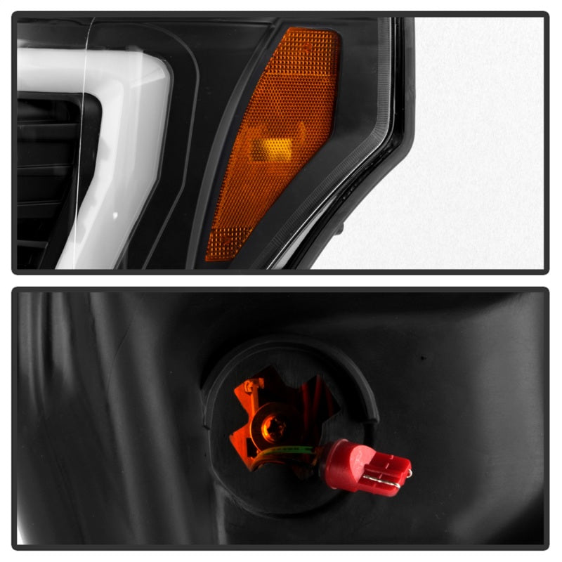 Spyder Ford F250/350/450 11-16 V2 High-Power LED Headlights-White Light Bar-Black PRO-YD-FS11V2PL-BK SPYDER