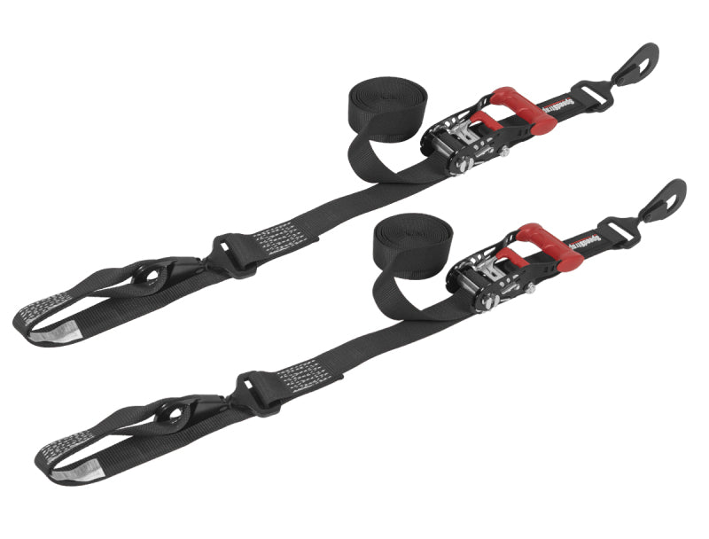 SpeedStrap 1 1/2In x 10Ft Ratchet Tie-Down w/ Soft-Tie (2 Pack) - Black SpeedStrap