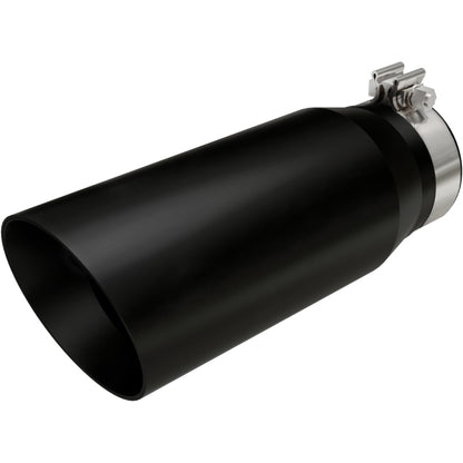 MagnaFlow Tip Stainless Black Coated Single Double Round Single Outlet 5in Dia 4in Inlet 13in L Magnaflow