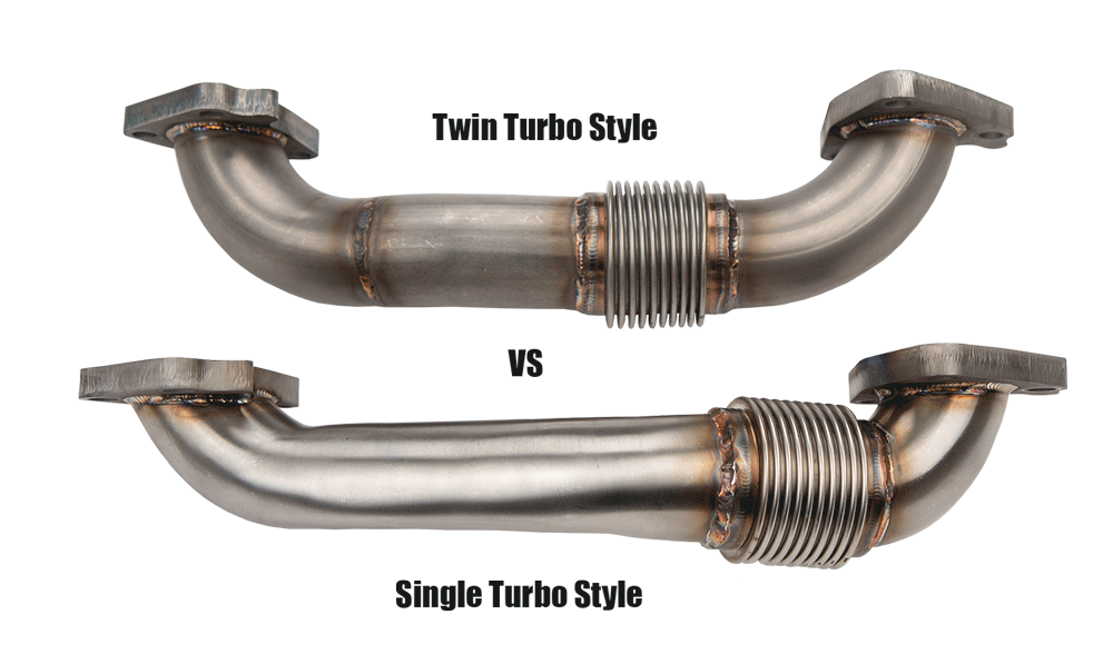 Wehrli WCF100654 LB7 Duramax passenger side 2 inch stainless up pipe with gaskets