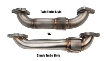 Wehrli WCF100654 LB7 Duramax passenger side 2 inch stainless up pipe with gaskets