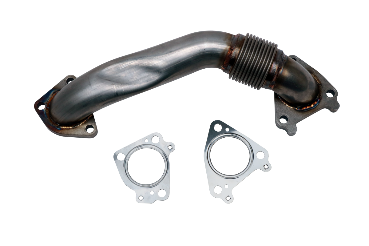 Wehrli WCF100654 LB7 Duramax passenger side 2 inch stainless up pipe with gaskets
