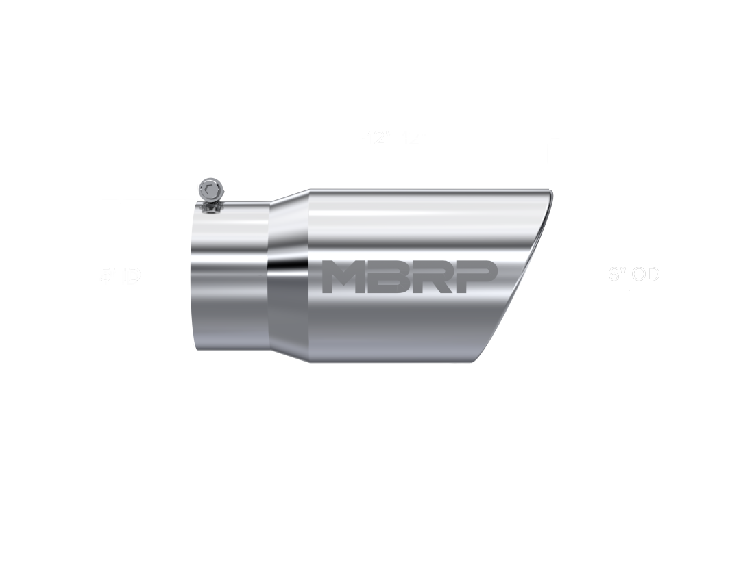 MBRP Universal Tip 6 O.D. Angled Rolled End 5 inlet 12 length - T5075 MBRP