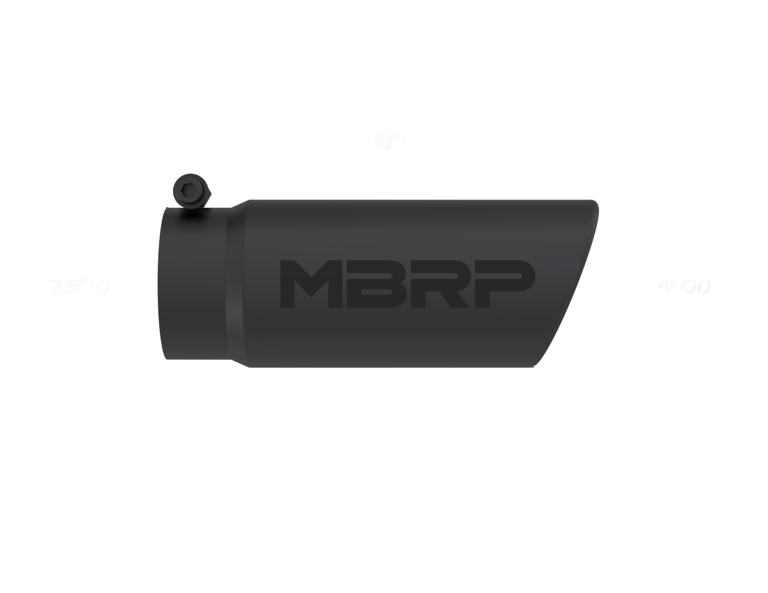 MBRP Universal Tip 4 O.D. Angled Rolled End 3.5 inlet 10 length- Black Finish - T5112BLK MBRP