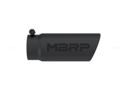 MBRP Universal Tip 4 O.D. Angled Rolled End 3.5 inlet 10 length- Black Finish - T5112BLK MBRP