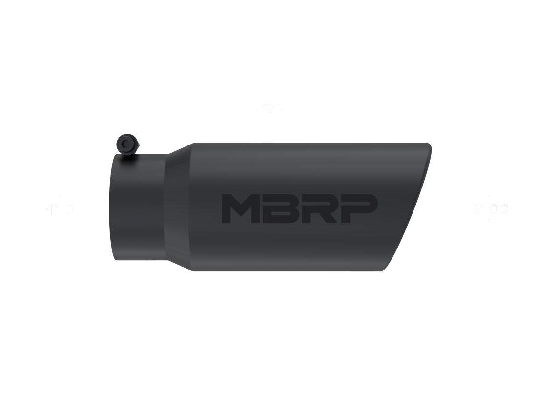 MBRP 4" Inlet 5" Outlet Angled Rolled Black Finish Exhaust Tip T5051BLK MBRP