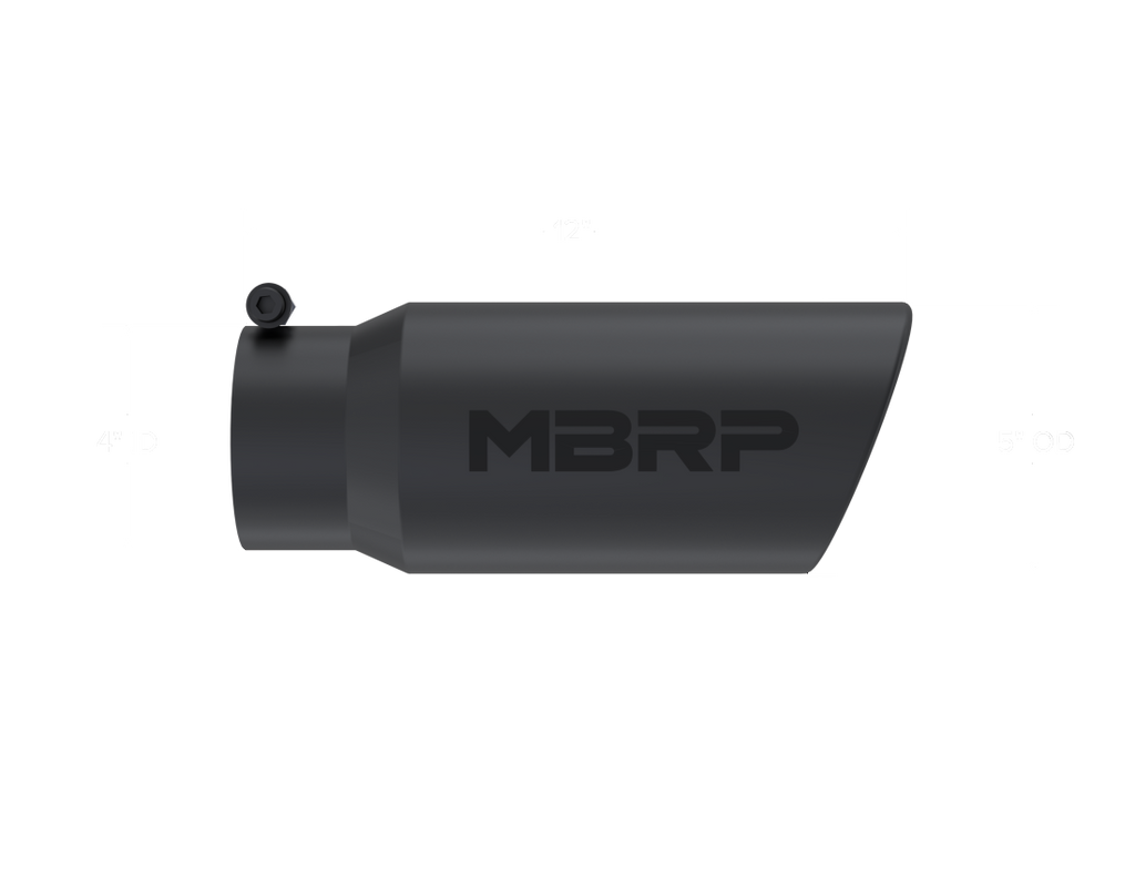 MBRP 4" Inlet 5" Outlet Angled Rolled Black Finish Exhaust Tip T5051BLK