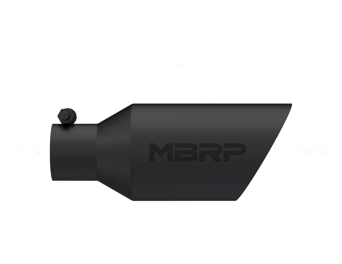 MBRP Universal Dual Wall Angle Rolled End Tip 4-1/2in OD / 2-1/2in Inlet / 11in Length - Black MBRP