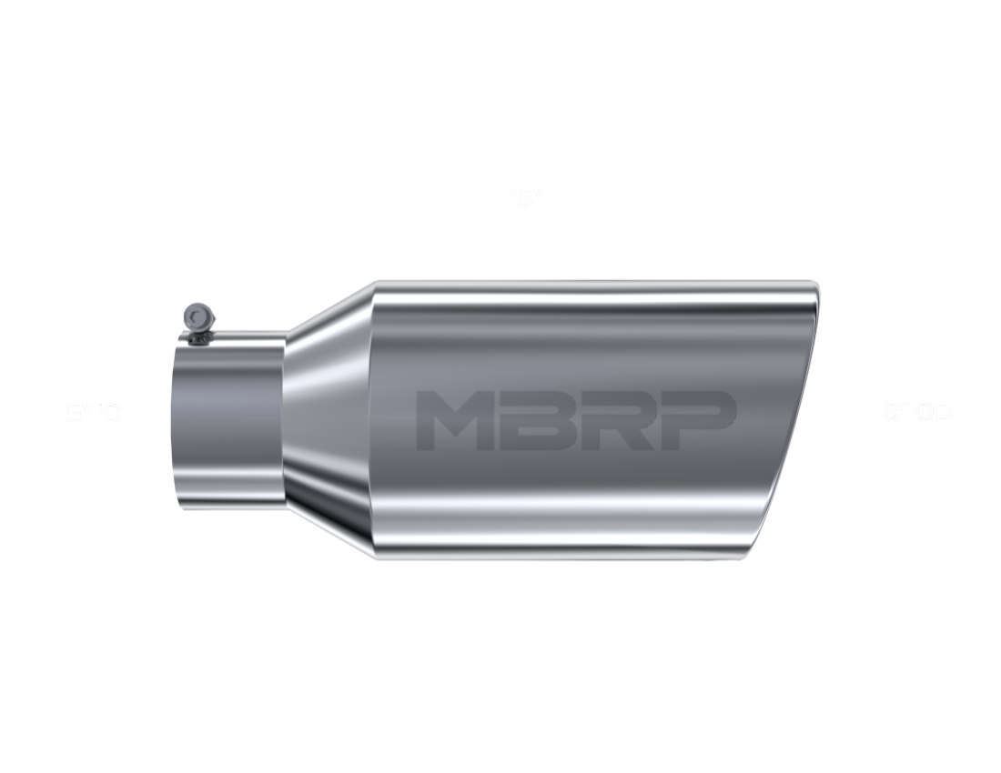 MBRP Universal Tip 8in OD Rolled End 5in Inlet 18in Length T304 - T5129 MBRP