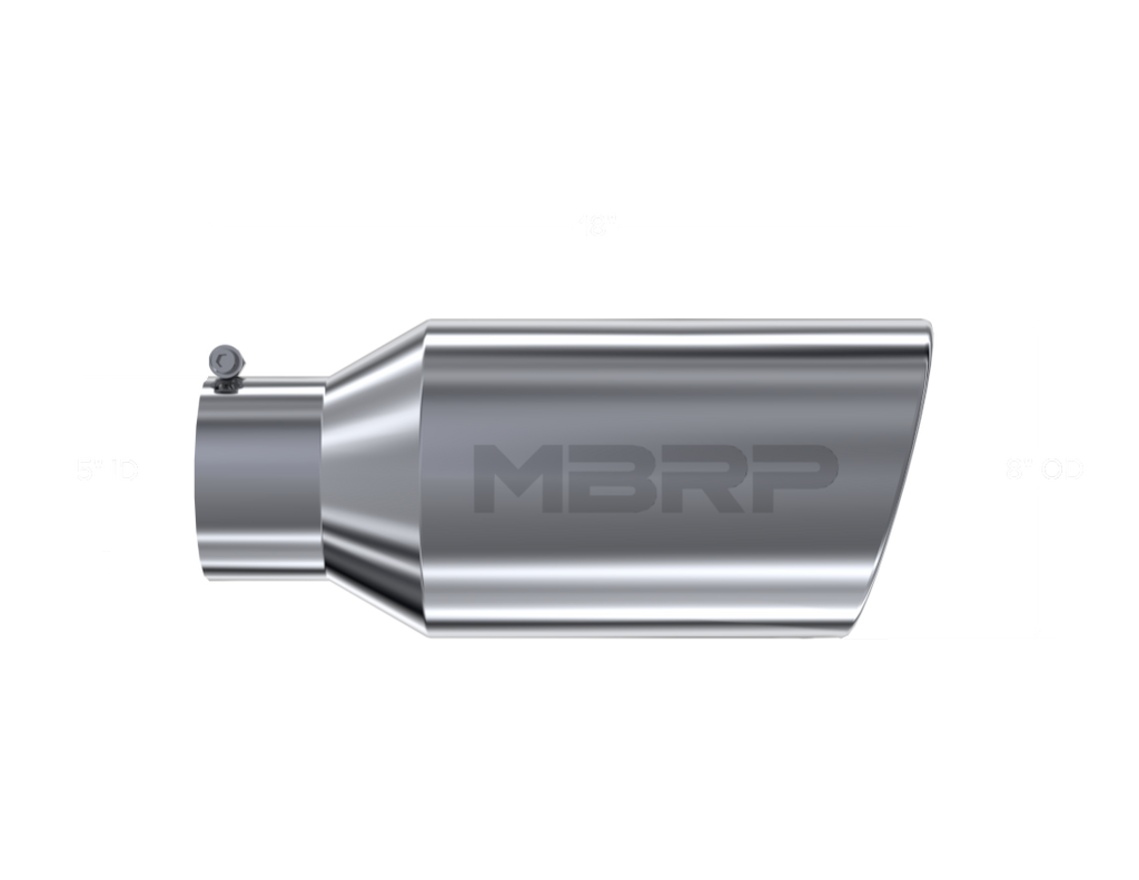 MBRP Universal Tip 8in OD Rolled End 5in Inlet 18in Length T304 - T5129