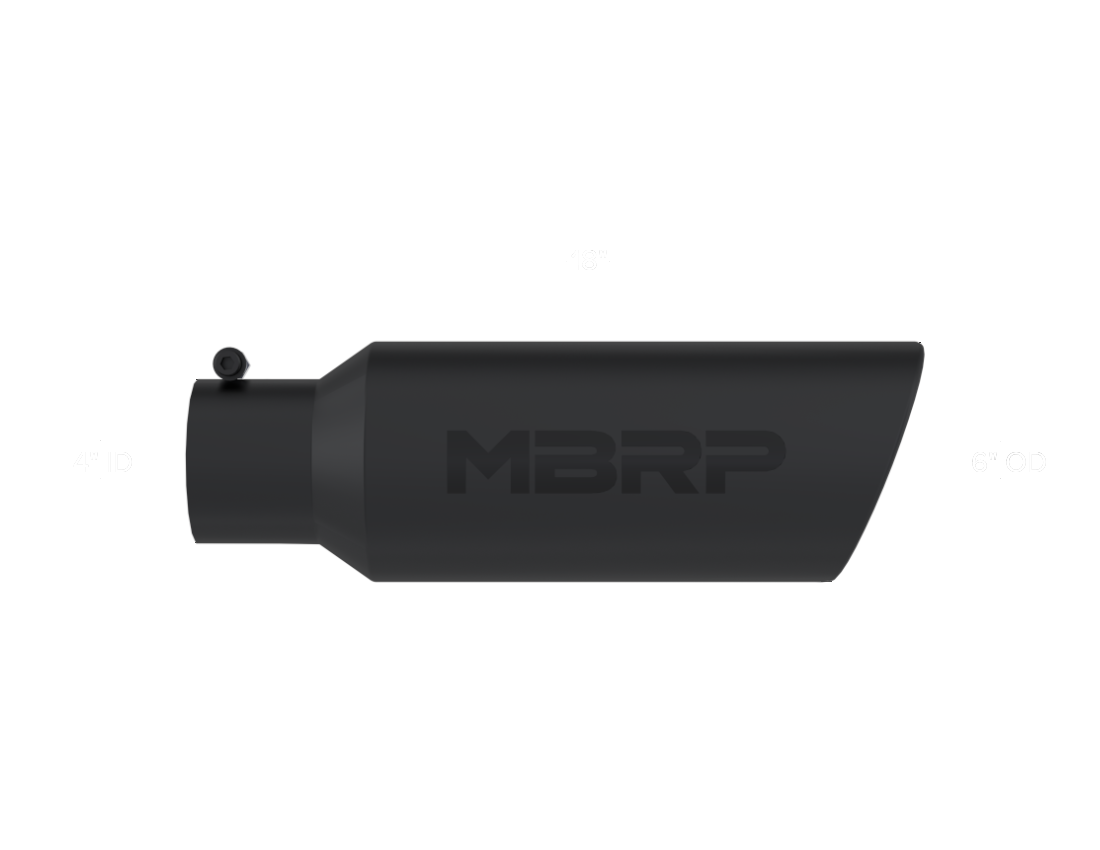 MBRP Tip, 6" O.D. Rolled End, 4" inlet 18" in length, Black Coated MBRP