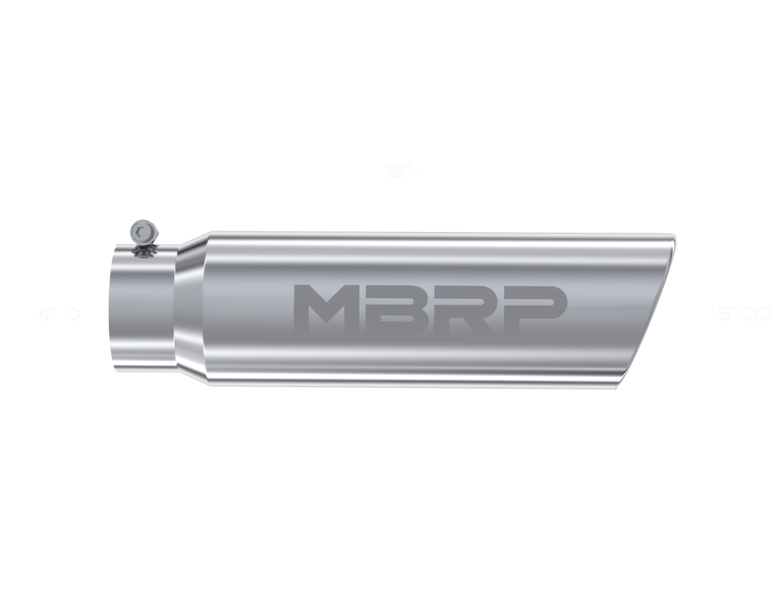 MBRP Universal 5in OD Angled Rolled End 4in Inlet 18in Lgth T304 Exhaust Tip - T5124 MBRP