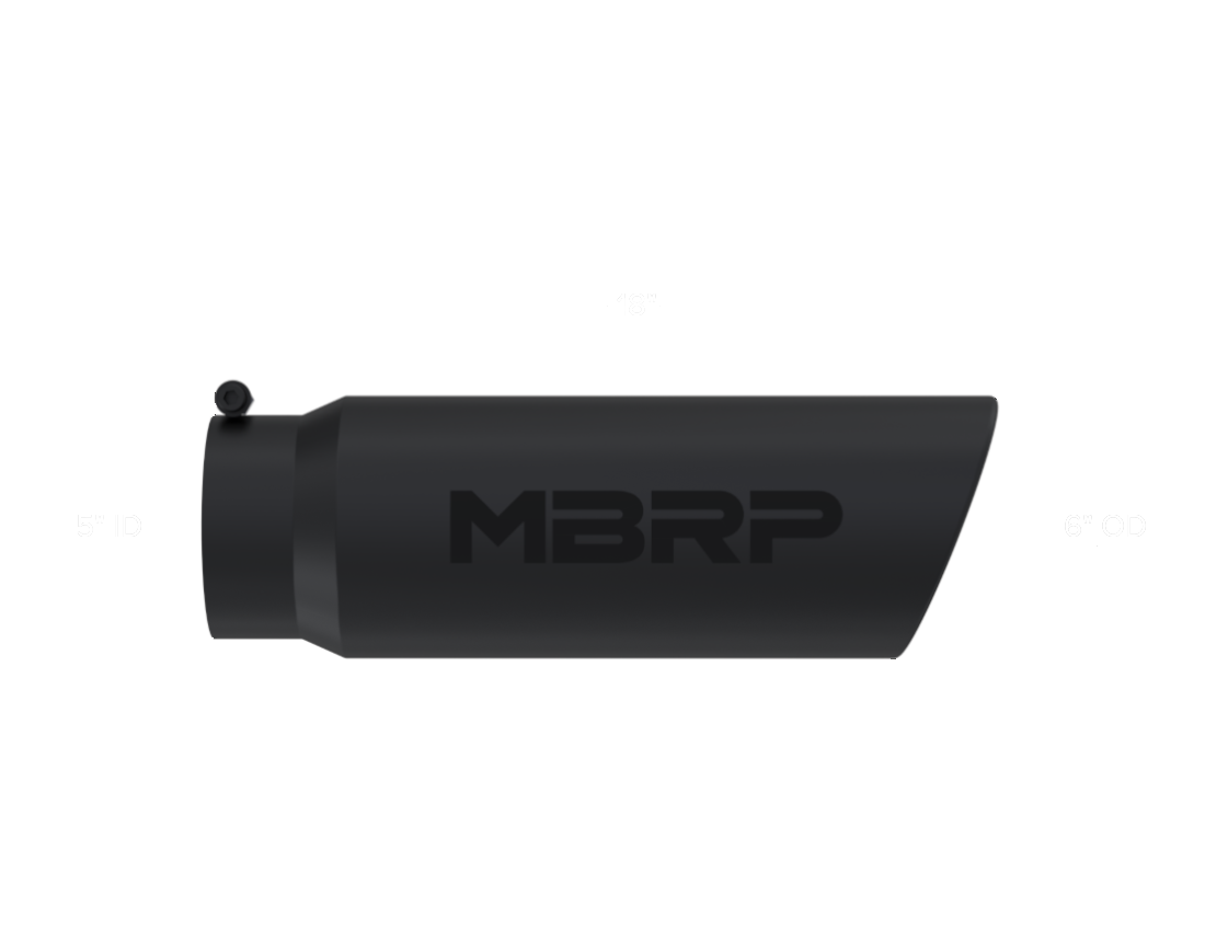 MBRP Universal Tip 6in OD Angled Rolled End 5in Inlet 18in Lgth Black Finish Exhaust MBRP