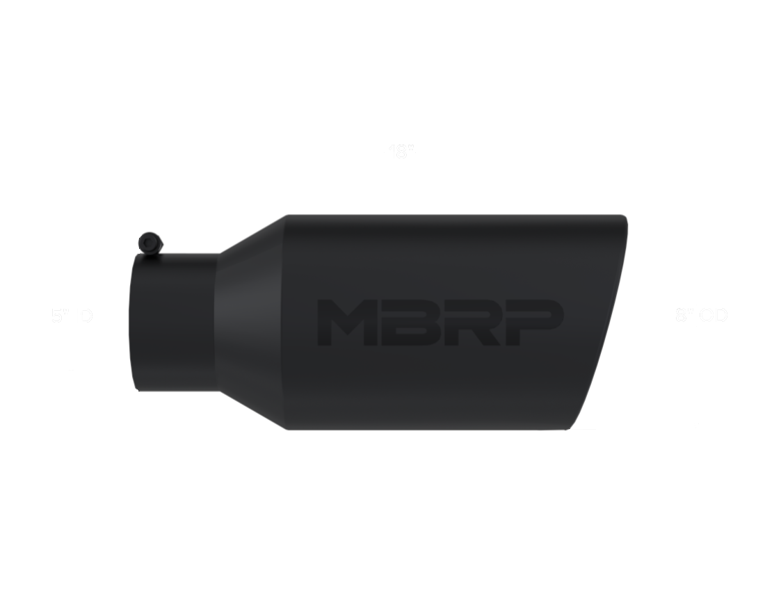 MBRP Tip, 8" O.D. Rolled End, 5" inlet 18" in length, Black Coated MBRP