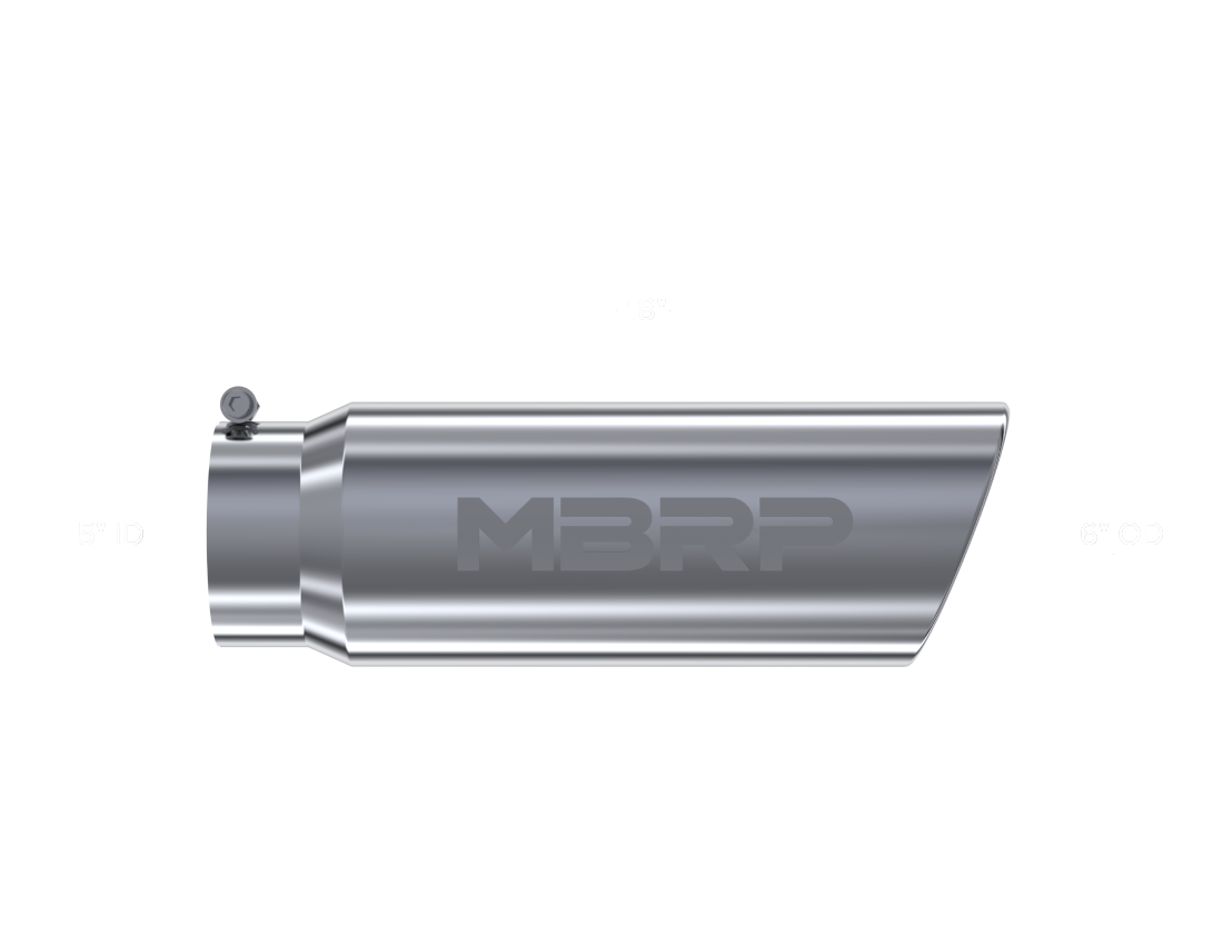 MBRP Universal Tip 6in OD Angled Rolled End 5in Inlet 18in Lgth T304 Exhaust - T5125 MBRP