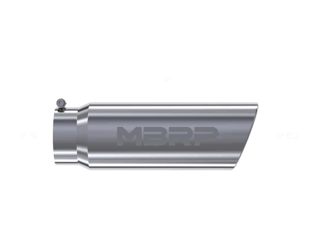 MBRP Universal Tip 6in OD Angled Rolled End 5in Inlet 18in Lgth T304 Exhaust - T5125