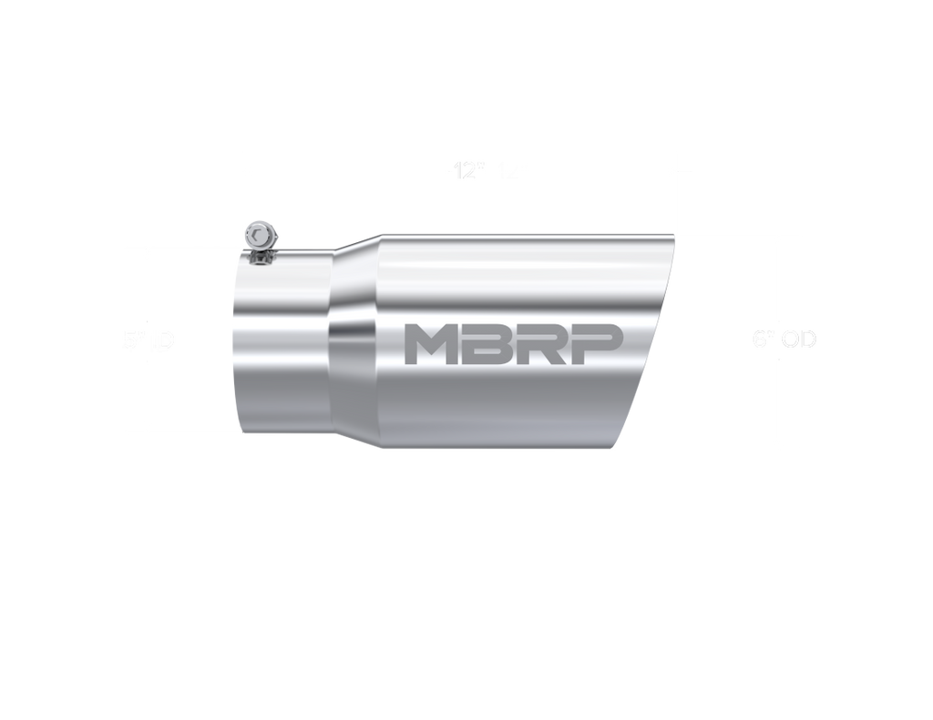 MBRP Universal Tip 6 O.D. Dual Wall Angled 5 inlet 12 length - T5074