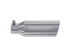MBRP Universal Tip 4in OD 2.5in Inlet 12in Length Angled Cut Rolled End Clampless No-Weld T304 - T5150