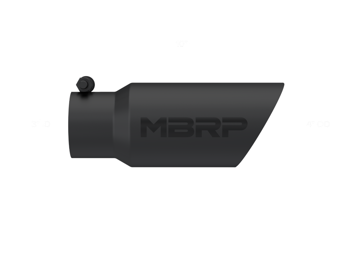 MBRP Tip, 4" O.D. Dual Wall Angled, 3" inlet, 10" length, Black MBRP