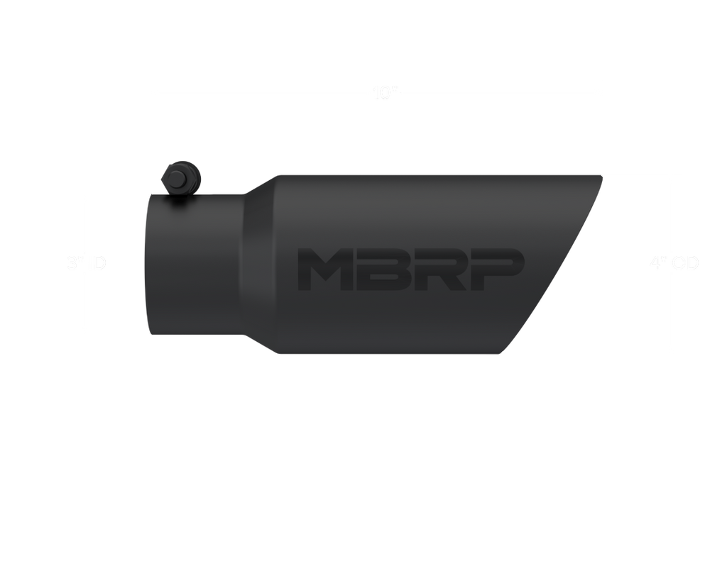 MBRP Tip, 4" O.D. Dual Wall Angled, 3" inlet, 10" length, Black