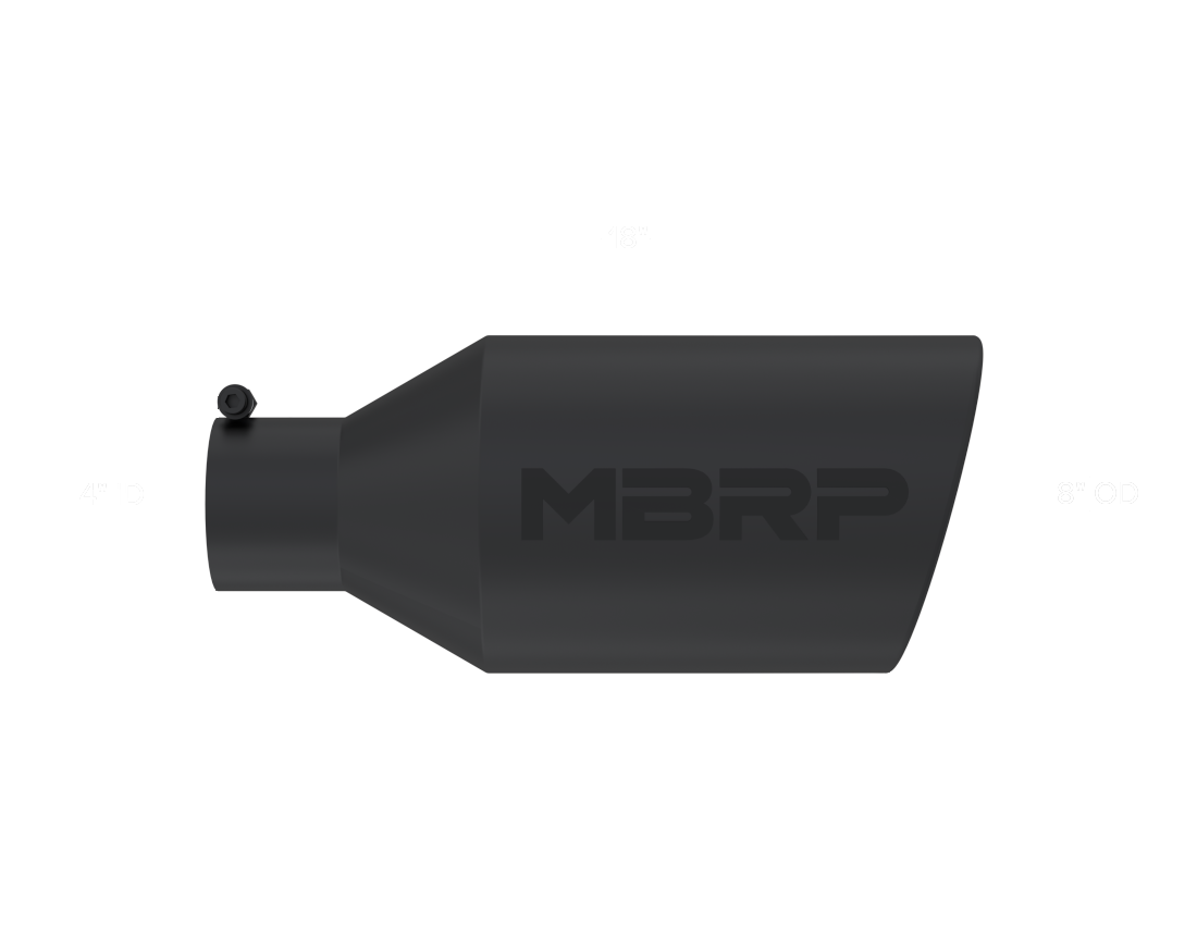 MBRP 8 Inch O.D. Rolled End 4 Inch Inlet 18 Inch Length Exhaust Tip T5128BLK MBRP