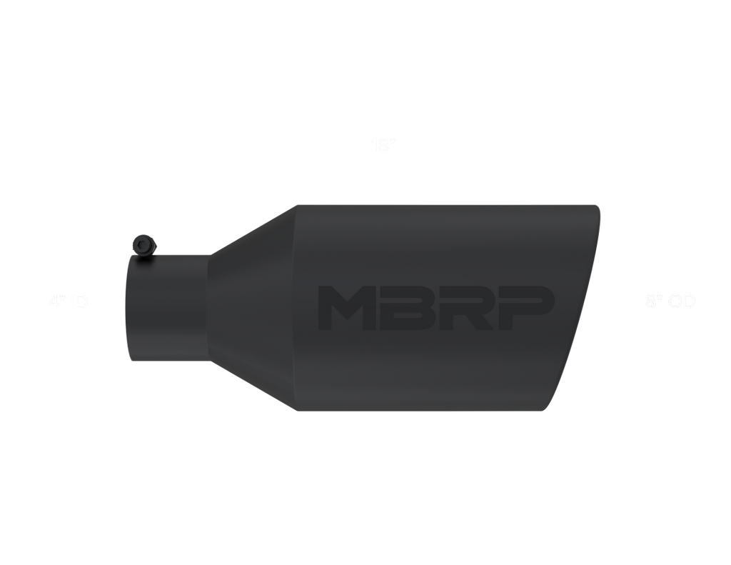 MBRP 8 Inch O.D. Rolled End 4 Inch Inlet 18 Inch Length Exhaust Tip T5128BLK