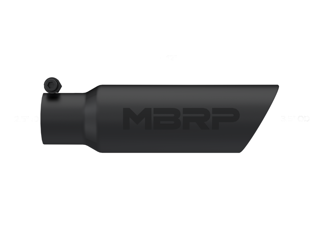 MBRP T5106BLK Exhaust Tip 3 1/2 Inch O.D. Dual Wall Angled 2 1/2 Inch Inlet 12 Inch Length Black Finish MBRP