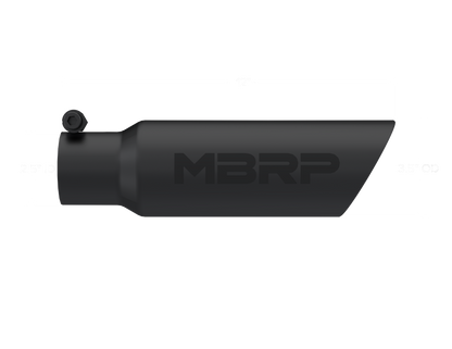 MBRP T5106BLK Exhaust Tip 3 1/2 Inch O.D. Dual Wall Angled 2 1/2 Inch Inlet 12 Inch Length Black Finish MBRP