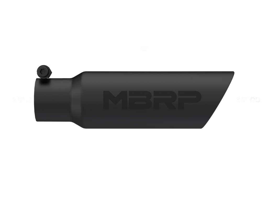 MBRP T5106BLK Exhaust Tip 3 1/2 Inch O.D. Dual Wall Angled 2 1/2 Inch Inlet 12 Inch Length Black Finish