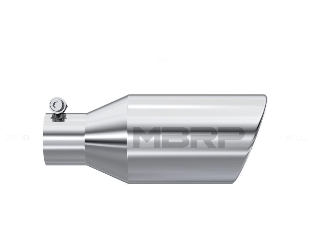 MBRP Universal Tip 4.5 O.D. Angle Rolled End 2.5 Inlet 11in Length - T304 - T5160