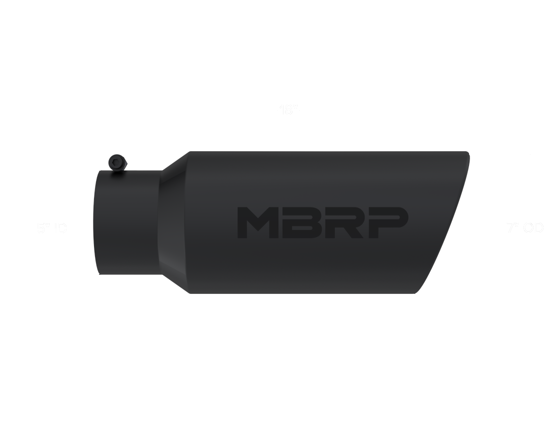 MBRP 7" OD Angled Rolled End 5" Inlet 18" Length Exhaust Tip w/ Black Finish T5127BLK