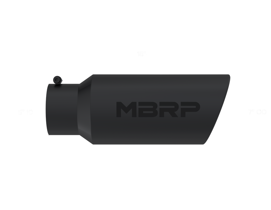 MBRP 7" OD Angled Rolled End 5" Inlet 18" Length Exhaust Tip w/ Black Finish T5127BLK MBRP