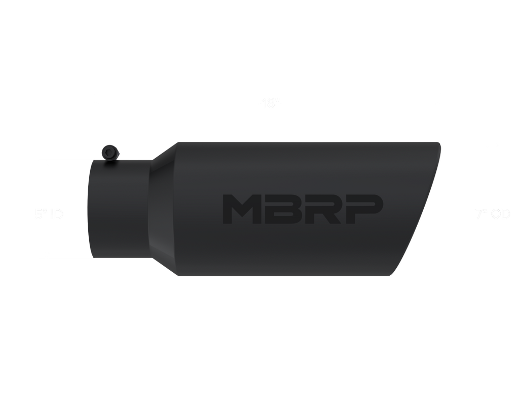 MBRP 7" OD Angled Rolled End 5" Inlet 18" Length Exhaust Tip w/ Black Finish T5127BLK