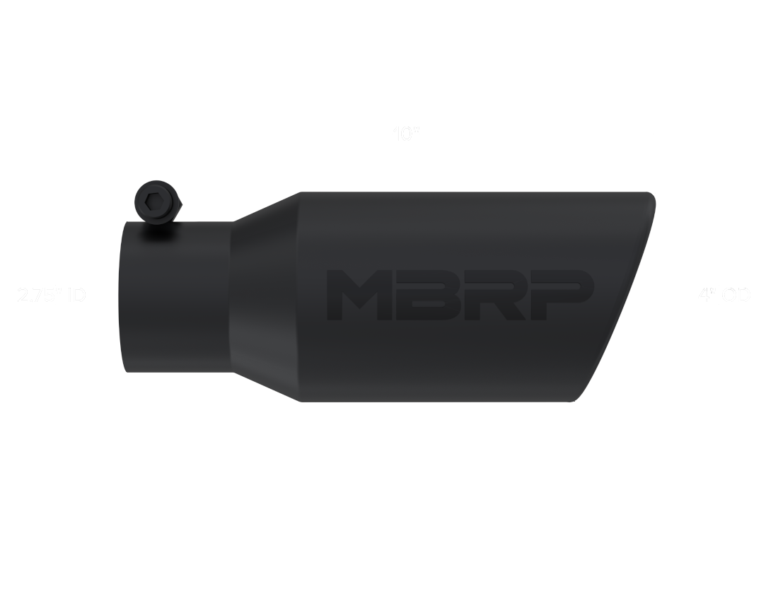MBRP Universal Angled Rolled End Tip 4in OD / 2-3/4in Inlet / 10in Length - Black MBRP