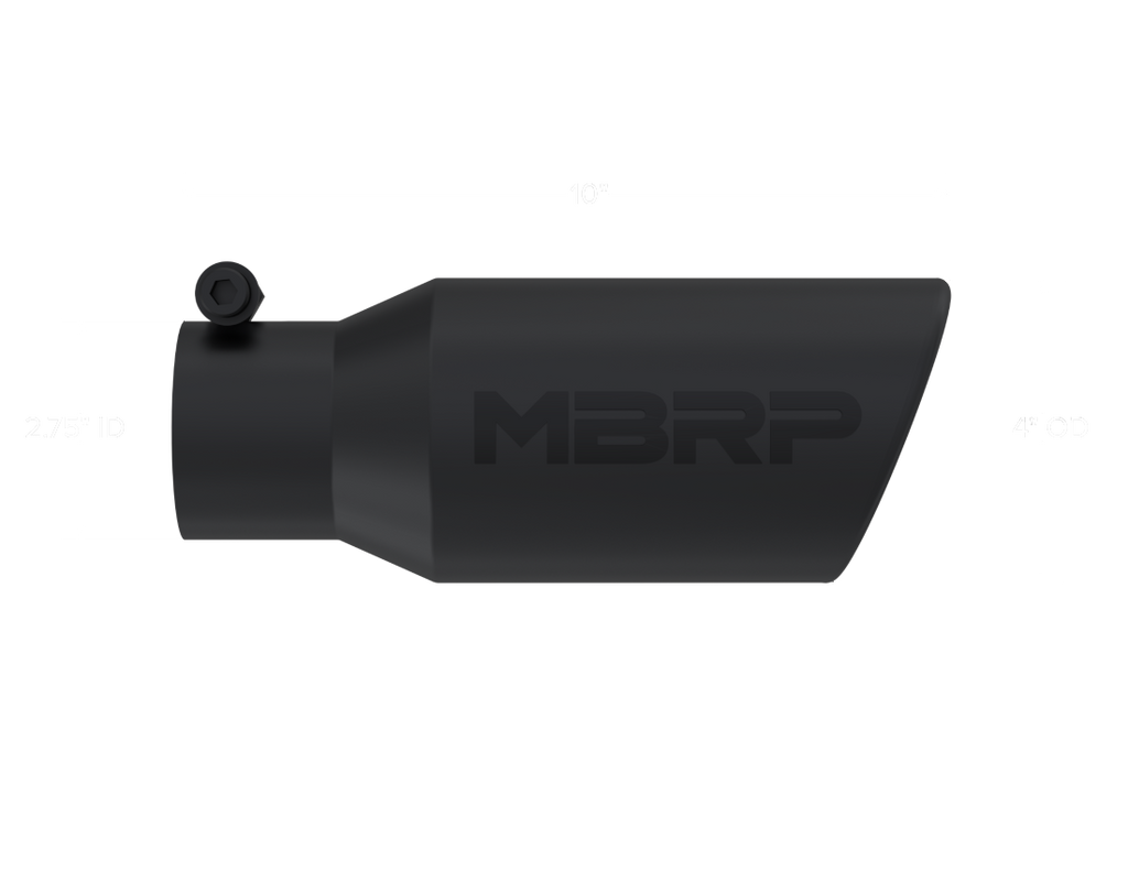 MBRP Universal Angled Rolled End Tip 4in OD / 2-3/4in Inlet / 10in Length - Black