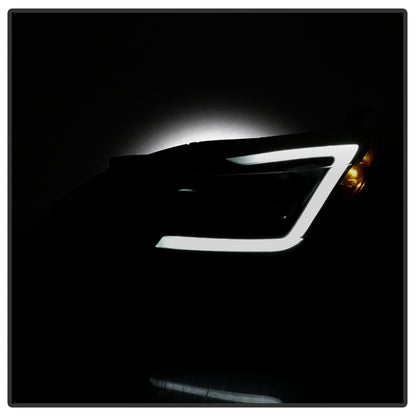 xTune 13-15 Nissan Sentra DRL LED Light Bar Proj Halogen Headlights - Blk Smoke (PRO-JH-NS13-LB-BSM) SPYDER