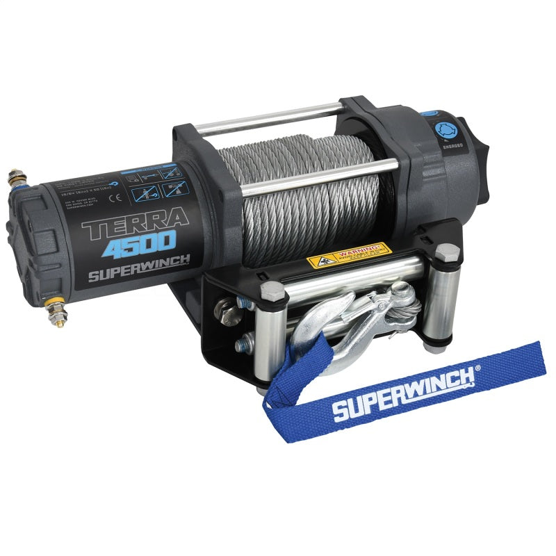 Superwinch 4500 LBS 12V DC 15/64in x 50ft Steel Rope Terra 4500 Winch - Gray Wrinkle Superwinch