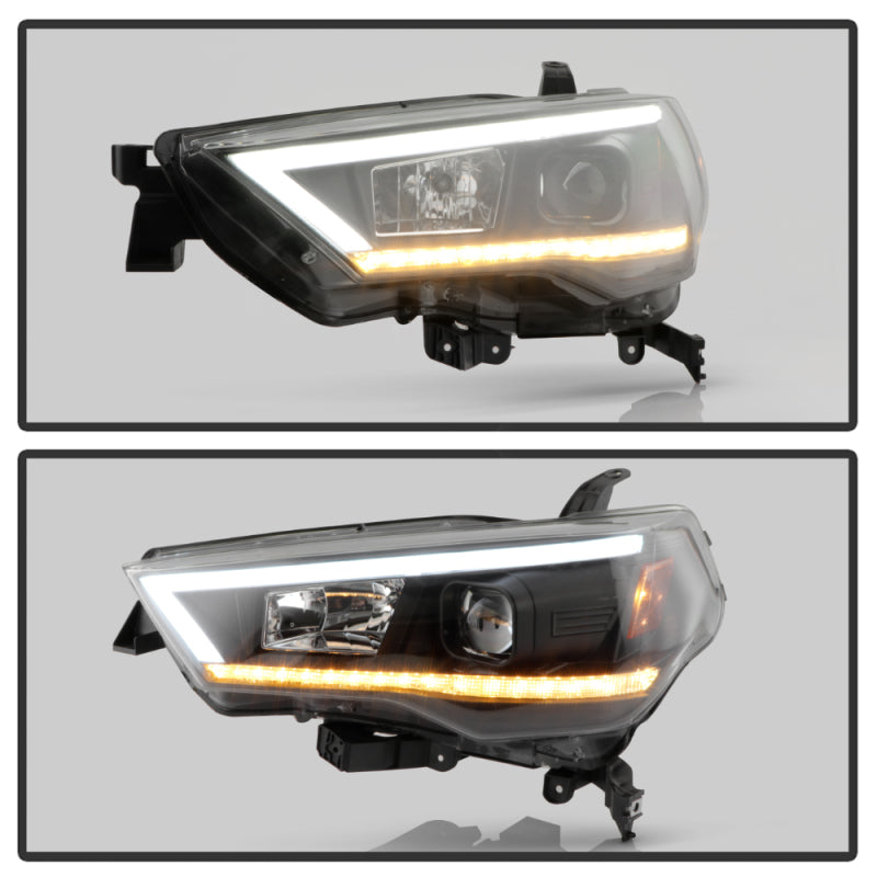 Spyder 14-20 Toyota 4Runner Projector Headlights w/Seq. LED Turn Sig. LED White Light Bar Park Light SPYDER