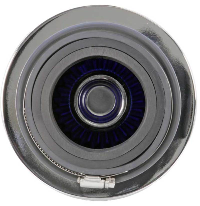 K&N Universal Air Filter Chrome Round Tapered Blue - 4in Flange ID x 1.125in Flange Length x 5.5in H K&N Engineering
