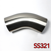 Load image into Gallery viewer, Stainless Bros 1.88in SS321 45 Degree Mandrel Bend Elbow 1D - 16GA/.065in Wall - w/ Leg