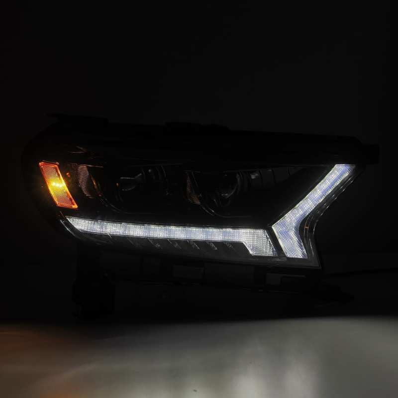 AlphaRex 19-21 Ford Ranger LUXX LED Proj Headlights Plank Style Alpha Black w/Seq Signal/DRL AlphaRex