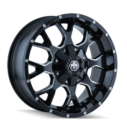 Mayhem 8015 Warrior 17x9 / 8x170 BP / -12mm Offset / 125.2mm Hub Gloss Black Milled Wheel
