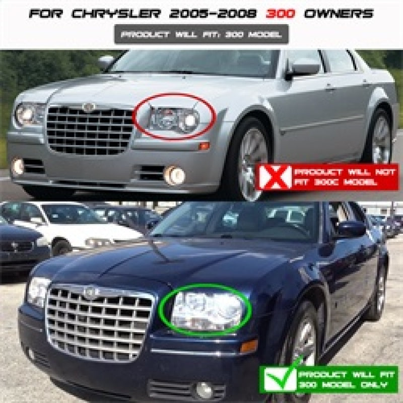 Spyder Chrysler 300 05-08 Projector Headlights LED Halo LED Smke (Not Included) PRO-YD-C305-HL-SM SPYDER